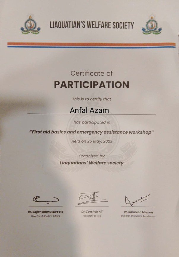 Certificate — Arfal Azam