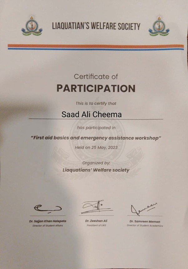 Certificate Saad Ali Cheema